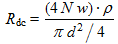 Rdc=(4Nw)·ρ/(πd²/4)